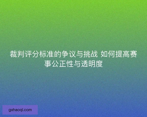 裁判评分标准的争议与挑战 如何提高赛事公正性与透明度